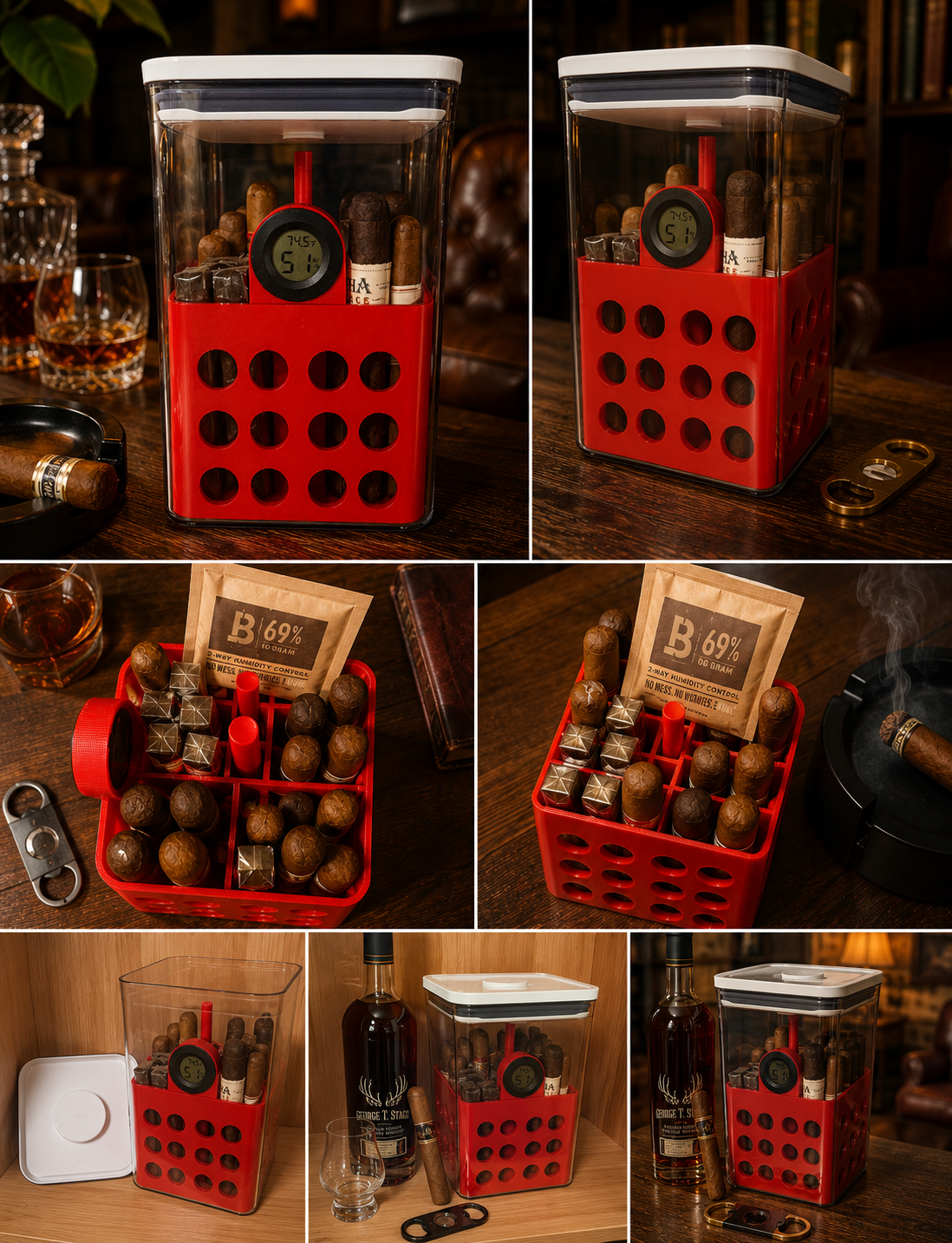 Complete Tupperdore Cigar Humidor | Airtight Cigar Storage Container with Custom Tray & Digital Hygrometer | Holds Up to 30 Cigars
