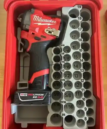 Milwaukee Packout Insert For M12 3/8" Stubby Impact Wrench (Model 2554-20 & 2562-20) | Fits Milwaukee Packout Case 48-22-8435