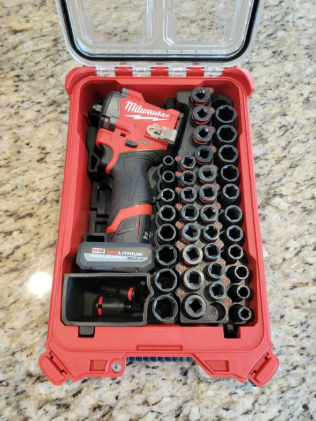 Milwaukee Packout Insert For M12 3/8" Stubby Impact Wrench (Model 2554-20 & 2562-20) | Fits Milwaukee Packout Case 48-22-8435