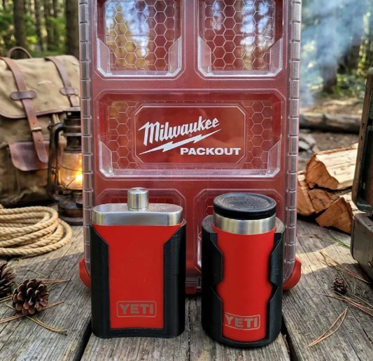 Milwaukee Packout Flask & Shot Glass Attachments | Fits Milwaukee Packout Case Lids