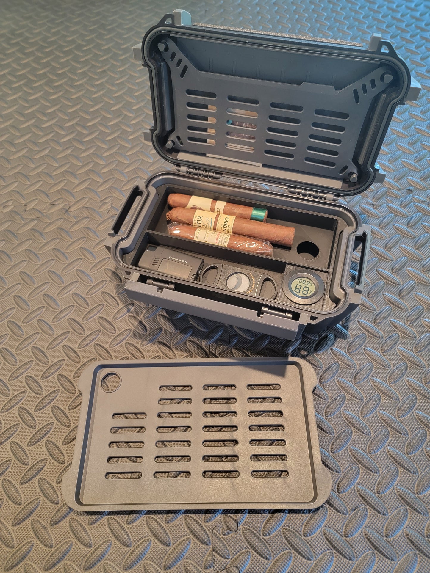Cigar Humidor Insert With Included Hygrometer | Fits Pelican R60 Personal Utility Ruck Case SKU: RKR600-0000