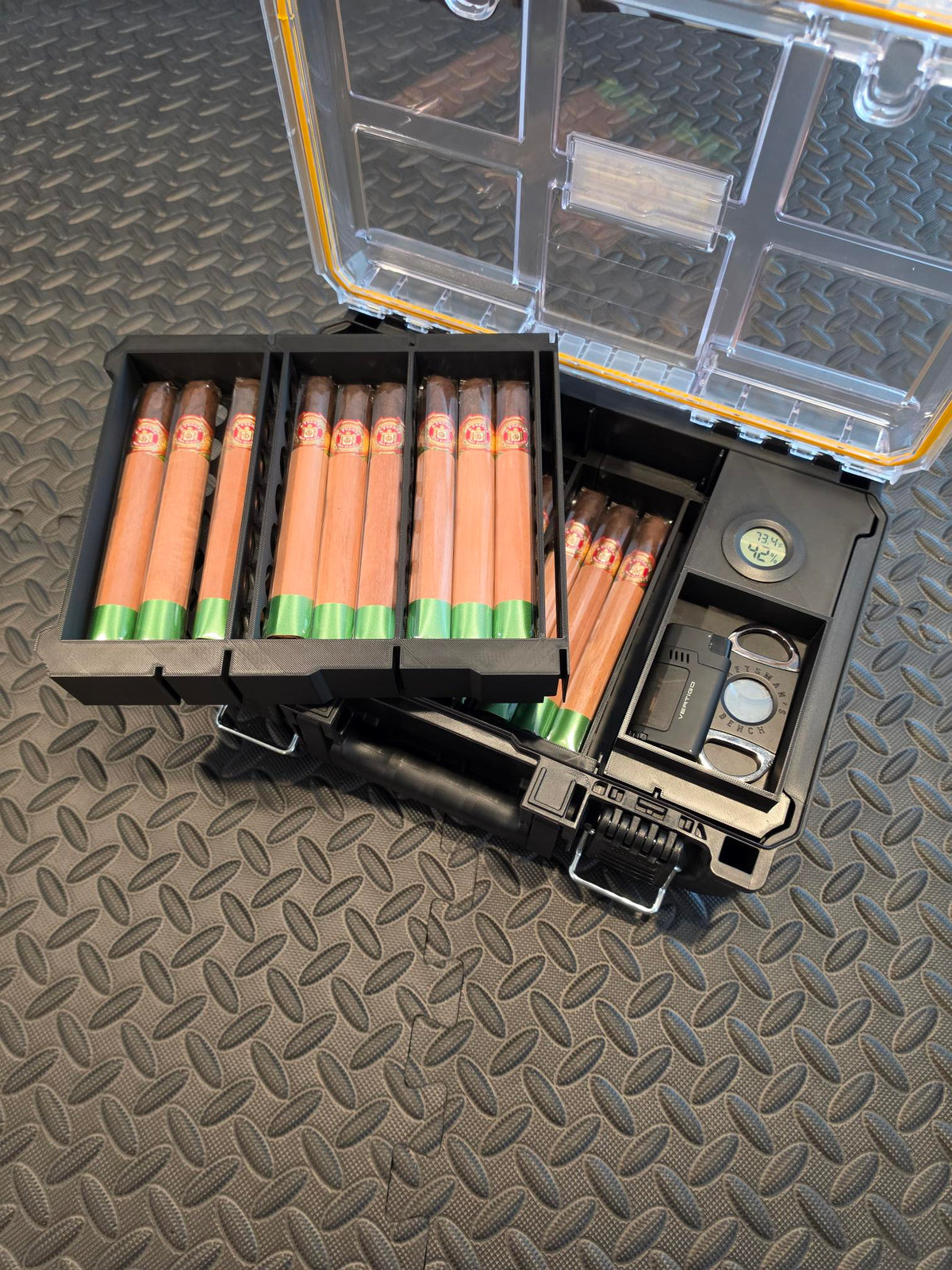 DEWALT DWST08020 Cigar Humidor Insert Kit | 50 Cigar Capacity | Digital Hygrometer | Boveda Storage | Cigar Accessory Organizer