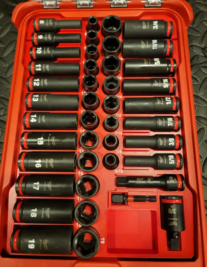 Milwaukee Packout Insert For 3/8 inch 43-Piece Impact Socket Set | Packout Container Model 48-22-8436