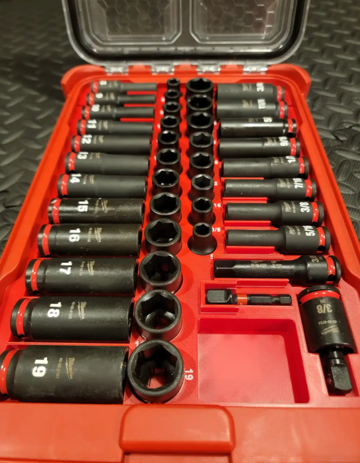 Milwaukee Packout Insert For 3/8 inch 43-Piece Impact Socket Set | Packout Container Model 48-22-8436