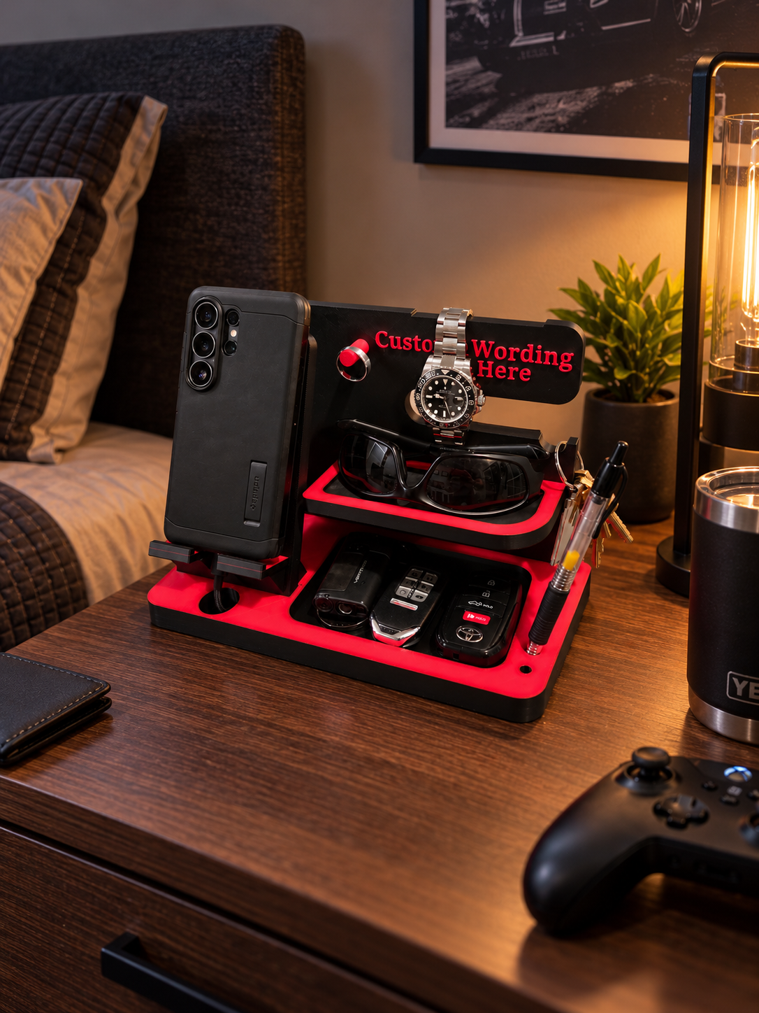 Personalized Nightstand Organizer & Desk Docking Station