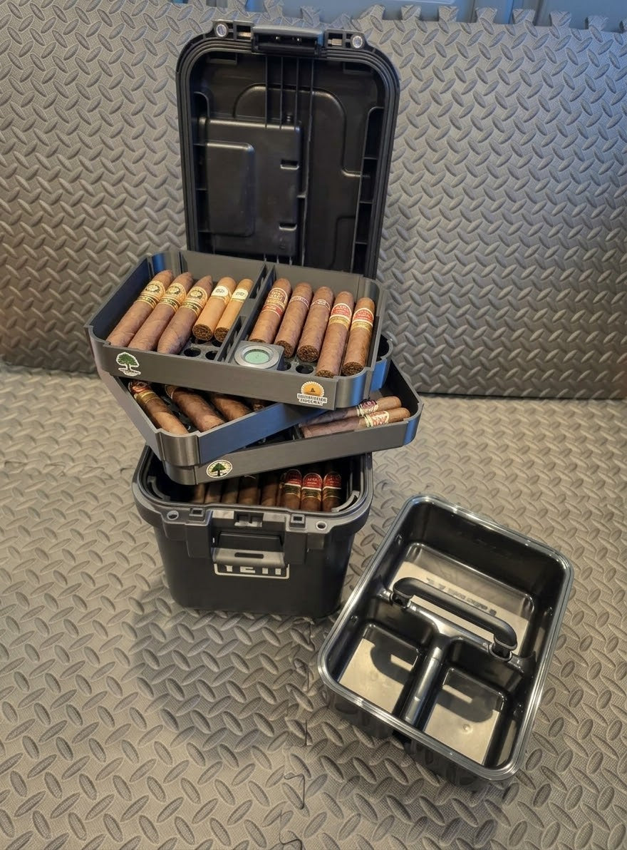Humidor Insert Kit Compatible with YETI GoBox 15 | 70+ Cigar Capacity, 3-Tier Storage & Hygrometer