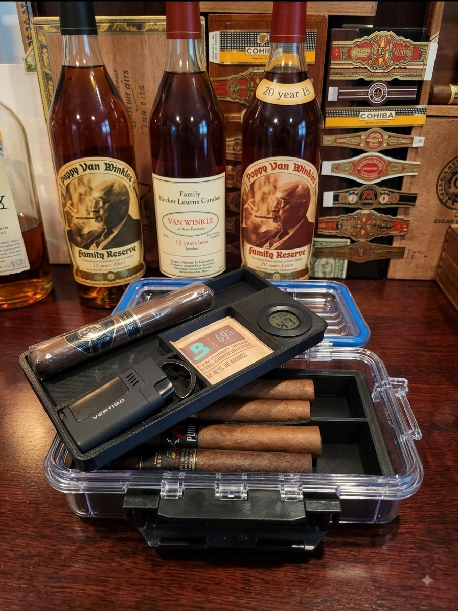 Cigar Humidor Insert for Harbor Freight Apache 550 Case | Holds up to 6 Cigars | Hygrometer Included | Travel Cigar Organizer